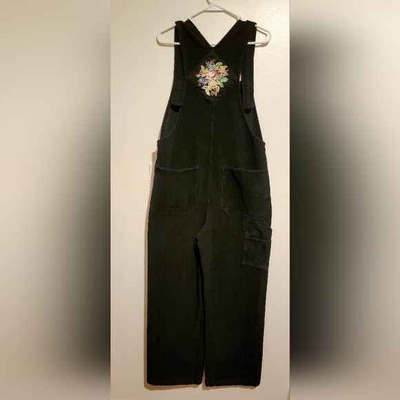 Victorian Trading Co. Embroidered Corduroy Wide Leg Womens Overalls Sz M Y2K 90s - Picture 4 of 13